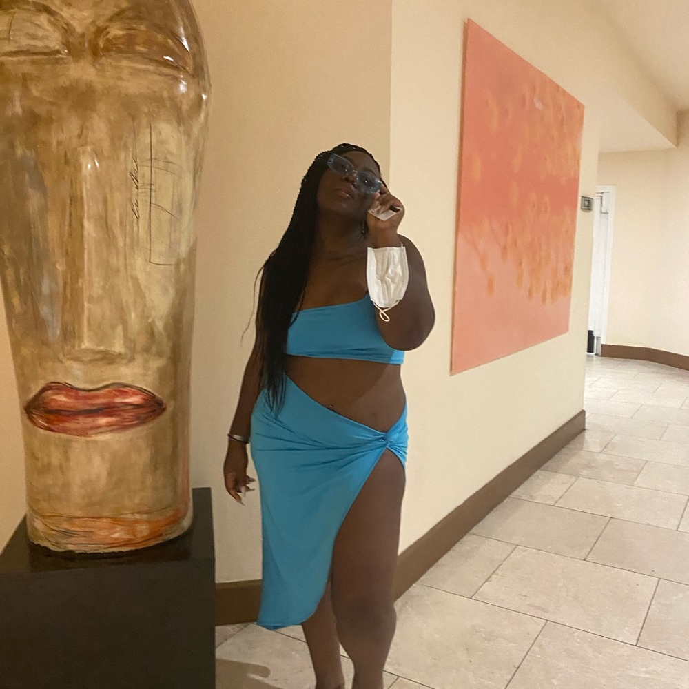 2 piece crop top skirt set